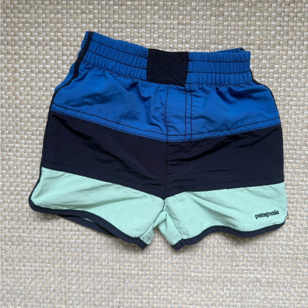 Patagonia Color Block Blue and Green Swim Shorts Quick-Dry, 4T